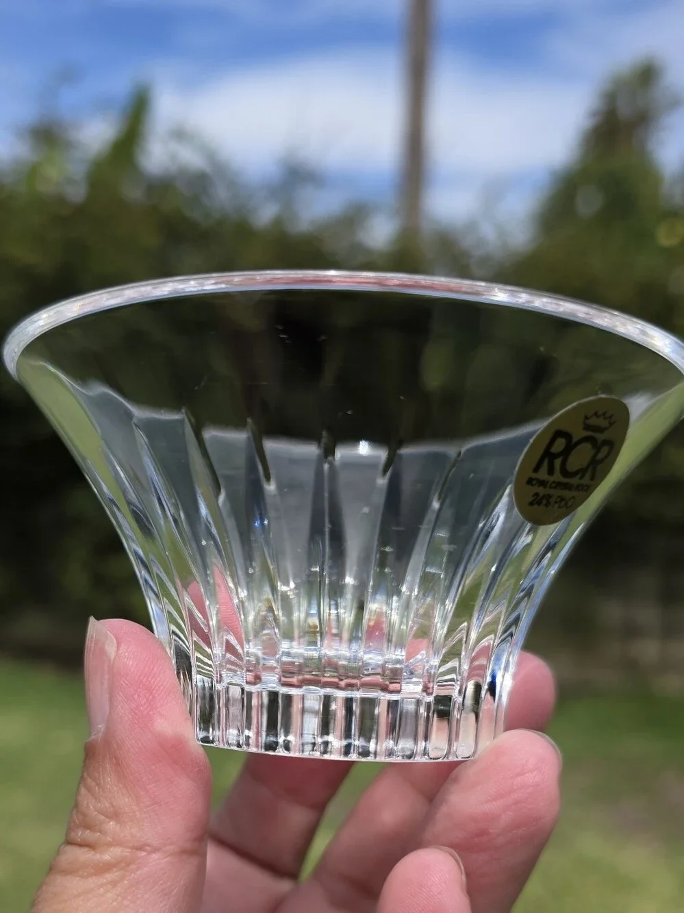 Vintage RCR Royal Crystal Rock Italy 24% Lead Crystal Votive Candle Holder